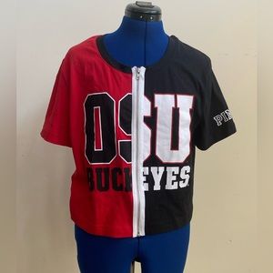 Women’s PINK Ohio State zip up tshirt. Size small. New with tags.